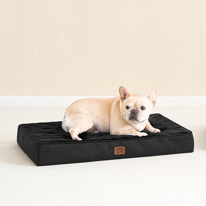 EHEYCIGA Orthopedic Dog Bed Waterproof 30"x20", Memory Foam Pet Bed for Medium Dogs, Washable Pet Mat with Removable Cover, Black