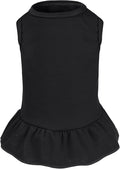 Dog Dresses Cat Skirt Solid Color Dog Clothes Summer Sleeveless Puppy Girl Clothes for Small Pet Dogs Cats (Black, Small)