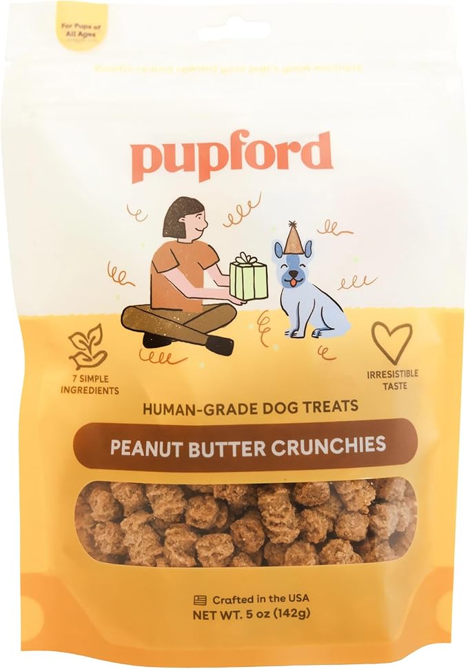 Pupford Peanut Butter Crunchies, All-Natural, Human-Grade Crunchy Treat for Dogs & Puppies (5 oz)