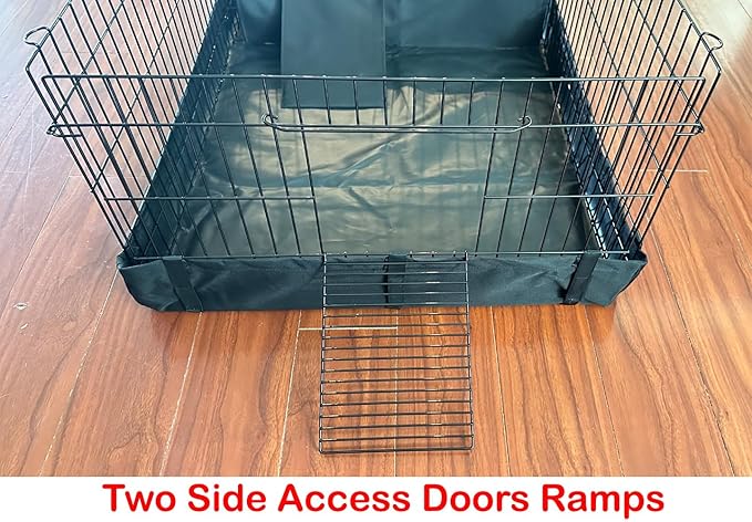 47" X-Large Sturdy Home for Guinea Pig Habitat Hamster Critters Turtle Dwarf Bunny Enclosure Hinged TOP Cover Panel Center Divider Access Door Ramp Mouse Mice Playpen Washable PVC Canvas Bottom