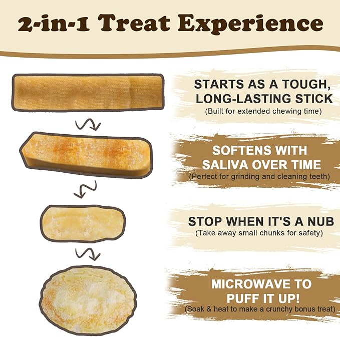 Yak Cheese Dog Chews – Long Lasting Hard Chew for Aggressive Chewers, 3-Ingredient Natural Dog Treats – High Protein, Odor-Free, Rawhide-Free for Large Dogs (Large - 4 Chews)