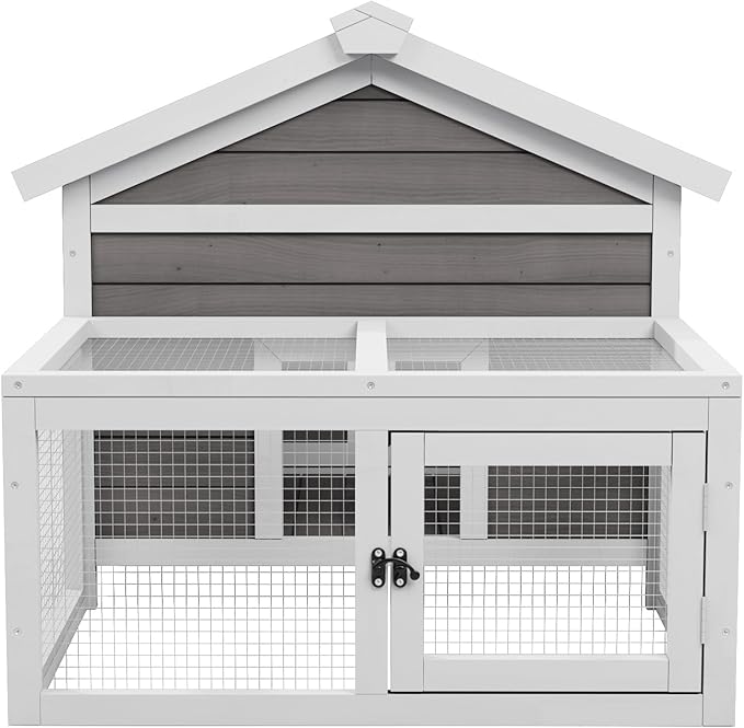 Rabbit House Outdoor, Outdoor Rabbit House, Bunny House,Rabbit Hutch.Rabbit Cage Elevated Bunny Hutch Indoor Outdoor,Chicken Coop Small Animal House (White)