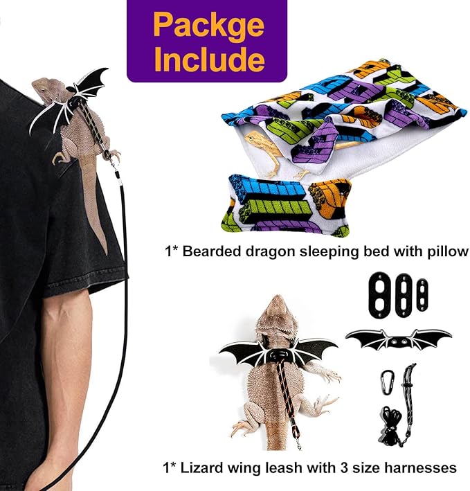 Bearded Dragon Bed with Pillow and Blanket, Small Pet Animal Hide Habitat Shelter, Reptile Accessories, Warm Cotton Nest Sleeping Bag for Leopard Gecko Lizard Guinea Pig Rat Hamster(Toy Letter)