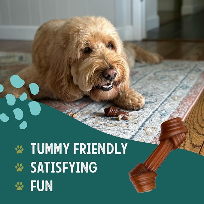 Rawhide Free Dog Chews | Ribbed Bones | for Large - Extra Large Dogs | Pumpkin, Psyllium Husk and Chicory Root for Easy Digestion and Overall Gut Health (2 Bones, Pumpkin)