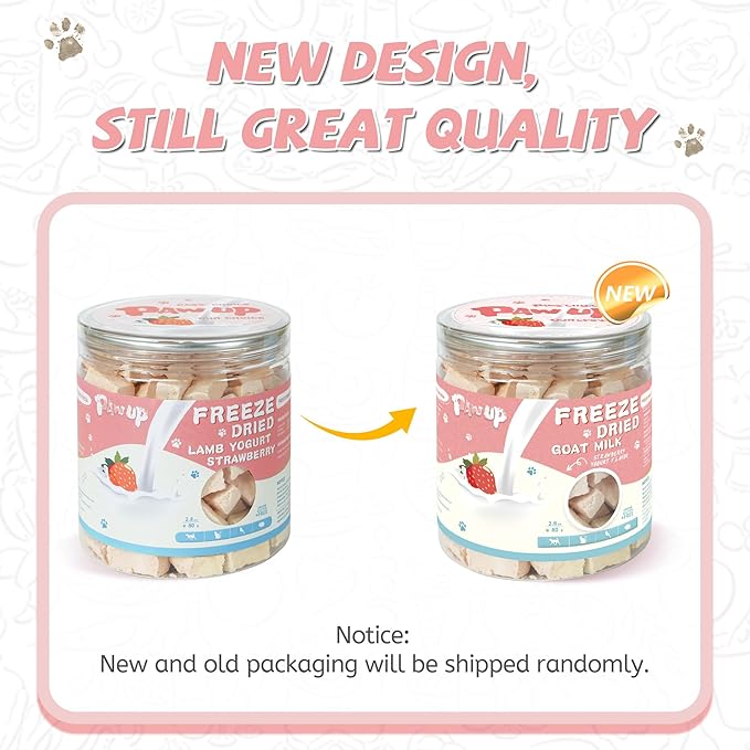 PAWUP Freeze Dried Dog Treats, Goat Milk Yogurt Flavor with Strawberry, Gentle Goat Milk Snacks for Sensitive Stomachs Puppies, 2.8 oz