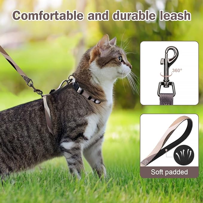 Hikiko Cat Harness and Leash Set Escape Proof Adjustable Walking Travel Soft Kitten Harness for Small Medium Large Cats (Color Block, M)