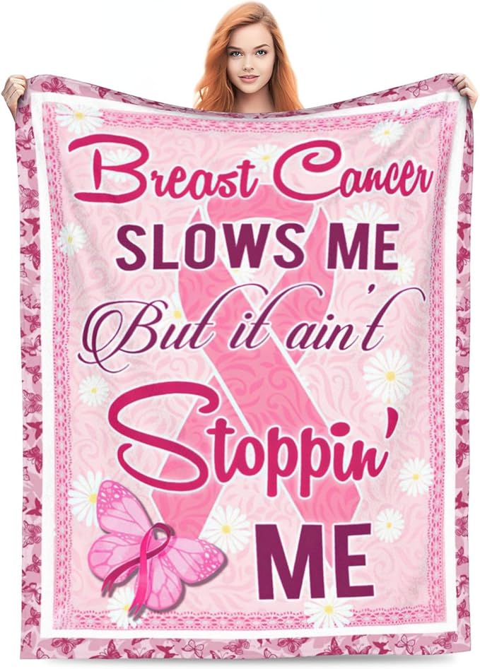 Breast Cancer Survivor Gifts Blanket Breast Cancer Awareness Throw Blankets Cozy Fleece Flannel Blanket Soft Warm Plush Lightweight Bedding Accessories Gift for Women for Couch Sofa Bed 40"X50"