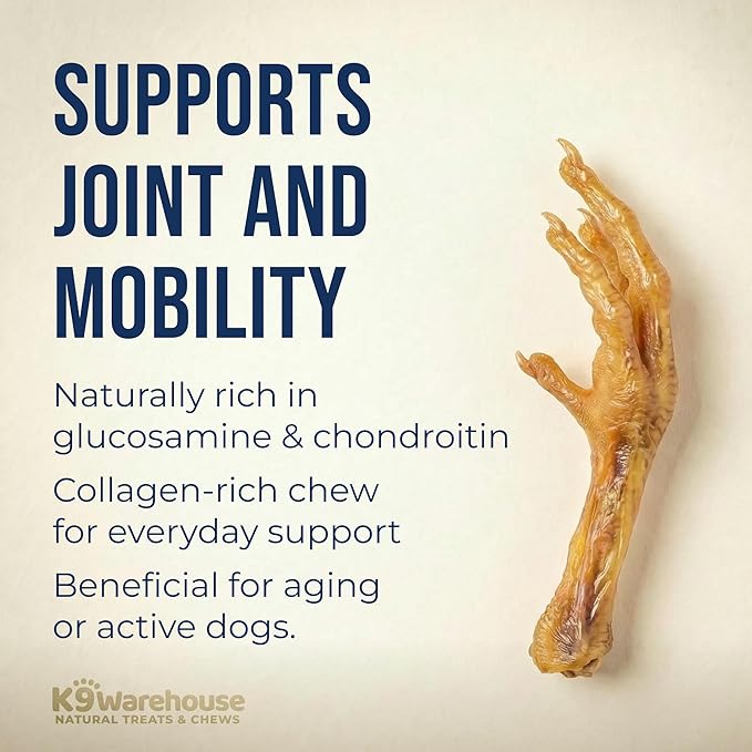 K9warehouse Chicken Feet for Dogs - 30 Count, Dehydrated Chicken Dog Treats, 100% Natural, High Protein, Single Ingredient Chews, Support Dental Health - Ideal for Chewing - USA Company