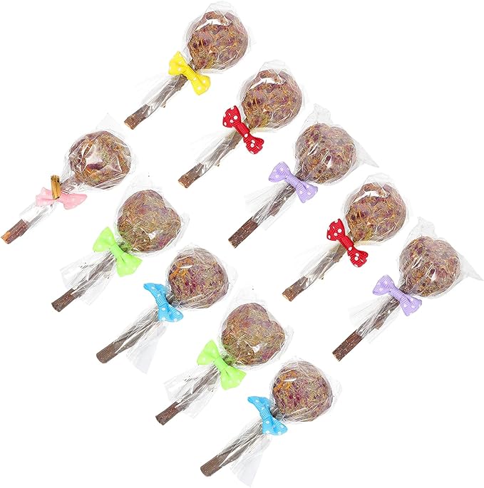 balacoo Rabbit Toys Teething Toys 10pcs Rabbit Chewing Stick Bunny Lollipops Teeth Care Toy Pet Teeth Bite Rod Treats Hamster Guinea Pig Herbage Sticks (Random Color) Bunny
