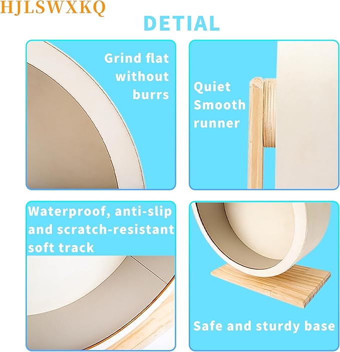 6.6in Hamster Silent Exercise Wheel – Wooden Hamster Wheel with Removable Washable Track, Quiet Wheel for Gerbils, Mice, Small Pets – Prevents Boredom Depression (6.6in)
