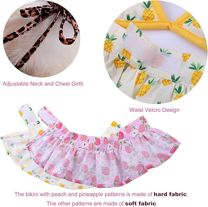Junchl Small Dog Bikini,Summer Pet Swimsuit Puppy Bathing Dress Beach Clothes, Hawaiian Party Pet Costume Outfit for Puppy Cat Kitten Pineapple L