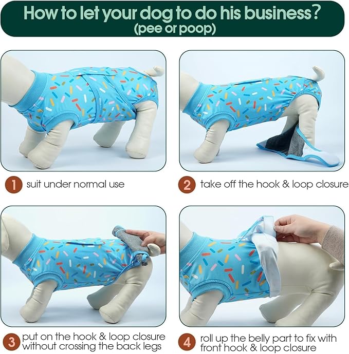 Kuoser Dog Surgery Suit, Dog Surgery Suit Male Neuter, Comfy Doggie Recovery Suit Doggie Onesie, Post-Op Onesie for Female & Male Dogs, Soft Protective Wear, BlueRibbon XXL
