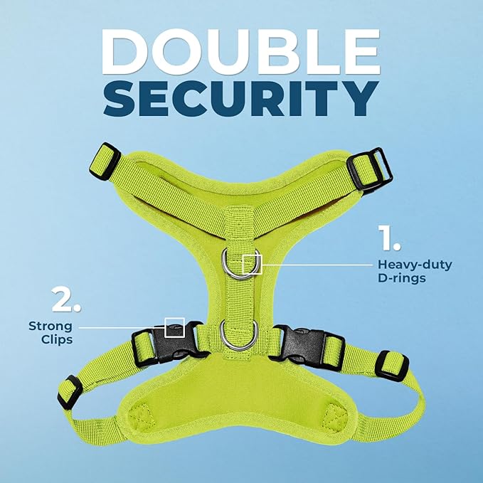 Best Pet Supplies Voyager Step-in Lock Pet Harness w Reflective Pet Leash Combo Set with Neoprene Handle 5ft - Supports Small, Medium and Large Breed Puppies/Cats - Lime Green, S