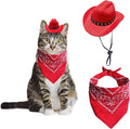 Dog Cowboy Hat Cat Cowboy Hat Mini Cowboy Hat for Dogs Cat Pet Cowboy Costume with Bandana Scarf Holiday Halloween Pet Party Decoration (red, Small)
