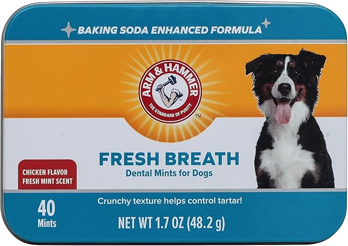 Arm & Hammer for Pets Dog Dental Breath Mints with Baking Soda, Chicken Flavor Dental Treats to Help Freshen Dog Breath and Support Oral Care, Fresh Mint Scent, 1.7 Oz - 60 Pack