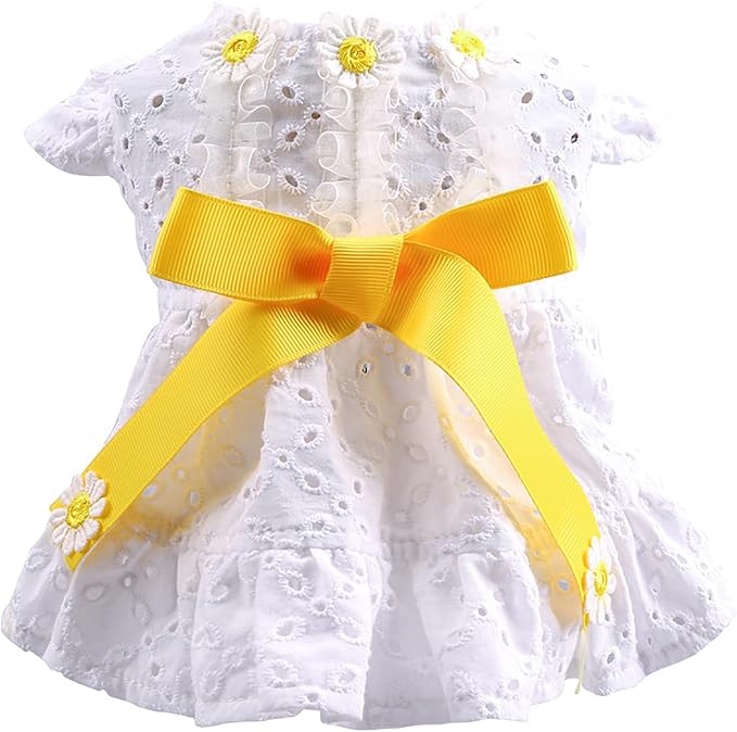 Dog Cute Princess Dress Summer Pet Clothes for Small Dogs Elegant Bowknot Puppy Sundress Holiday Breathable Lightweight Outfits Female Cat Dog Yorkie Chihuahua Dress Apparel