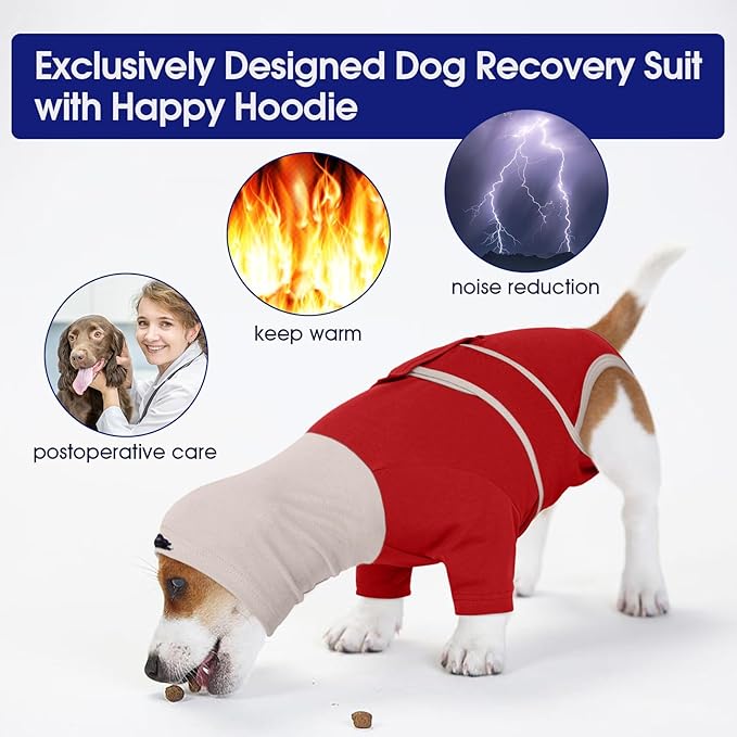 FUAMEY Surgery Suit for Dogs Male Female, Dog Cone Alternative Anti Licking Body Suit Post Surgery, Surgical Clothes for Dogs Male Neuter, After Spayed Puppy Recovery, Chihuahua (Red, XS)