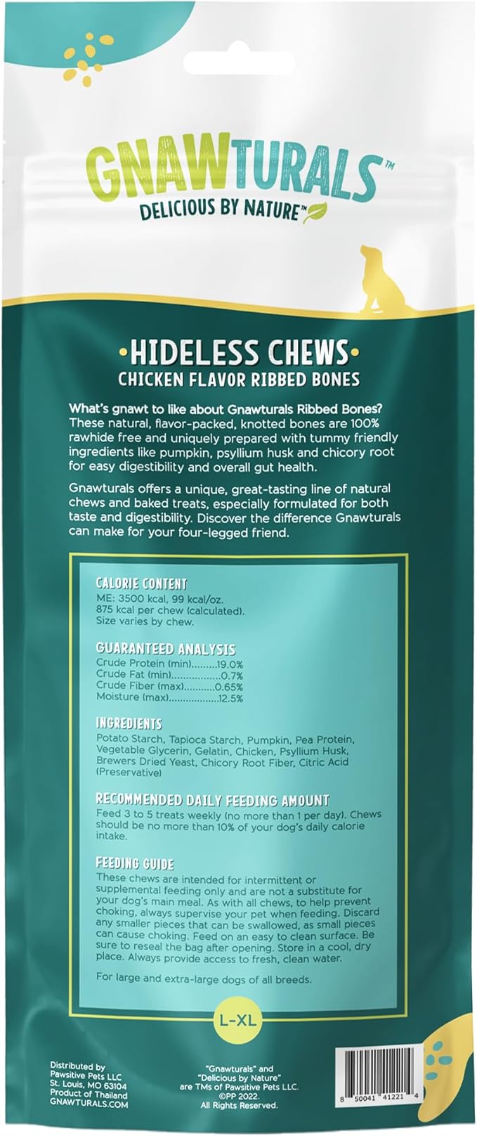 Rawhide Free Dog Chews | Ribbed Bones | for Extra-Large Dogs | Pumpkin, Psyllium Husk and Chicory Root for Easy Digestion and Overall Gut Health (1 Bone, Chicken)