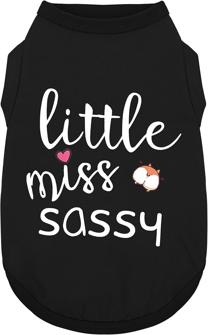 Paiaite Dog Clothes Fashionable Sleeveless Pet Vest: 'Little Miss Sassy' Printed Cotton Dog Shirt, Ideal for Small, Medium, and Large Breeds, Ensuring Comfort and Breathability Black 4XL