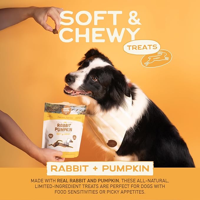 Smart Cookie All Natural Dog Treats - Rabbit & Pumpkin - Training Treats for Dogs with Allergies or Sensitive Stomachs - Soft Dog Treats, Grain Free, Chewy, Human-Grade, Made in USA - 5oz, Pack of 3