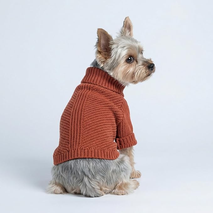 Fitwarm Thermal Knitted Dog Sweater Doggy Winter Coat Pet Clothes Doggie Turtleneck Jacket Puppy Outfits Cat Sweatsuit Red Large