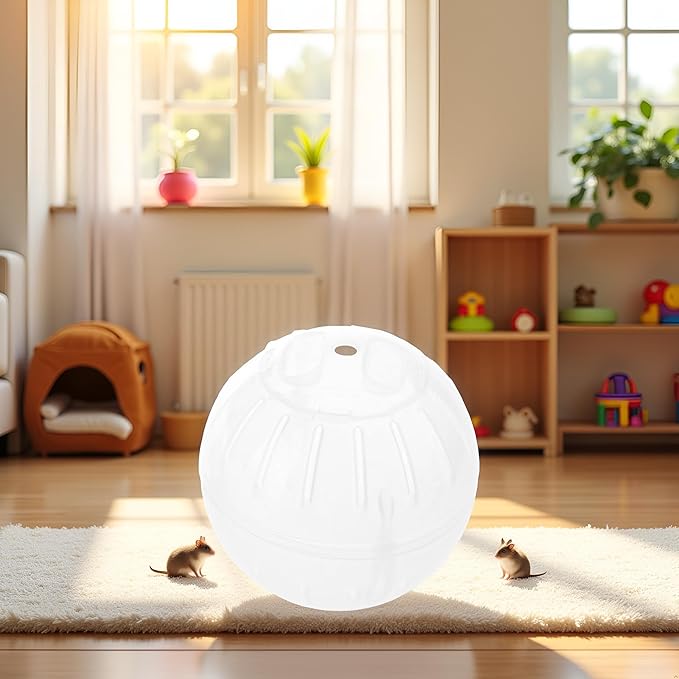 White-Transparent Silent Exercise Ball,Plastic Spinner Hamster Running for Sugar Gliders Small Mice Gerbils Hamster,Exercise Ball Small Animals,Diameter 10 cm