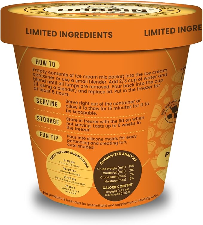 Puppy Cake Hoggin' Dogs Ice Cream Mix - Just Add Water and Freeze, No Sugar Added, Gifts for Dogs, All Natural, Pumpkin Flavor, 4.65 oz - Made in USA