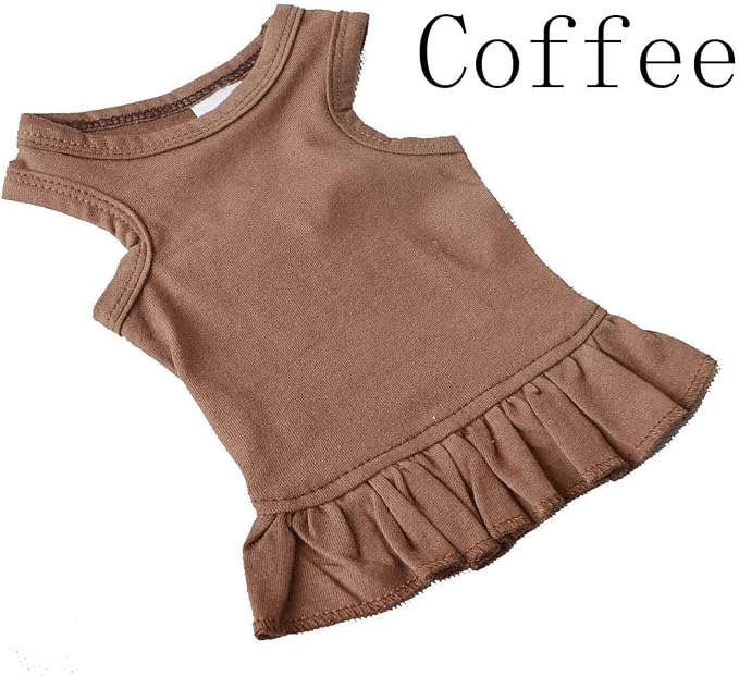 Pet Clothes Small Dog Clothing Blank Color Sport Dress T-Shirts Tee Dresses Tanks Top for Small Size Female Dogs Summer Spring Pet Costumes 100% Cotton (M, Coffee)