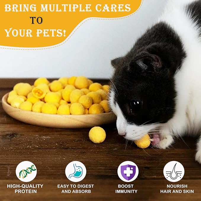 Freeze Dried Quail Egg Yolk Dog Cat Treats, Single Ingredient Raw Snacks, High Protein, Supports Skin & Coat Health, Freeze Dried Dog Treats, No Additives, Grain & Gluten Free – 4.5oz