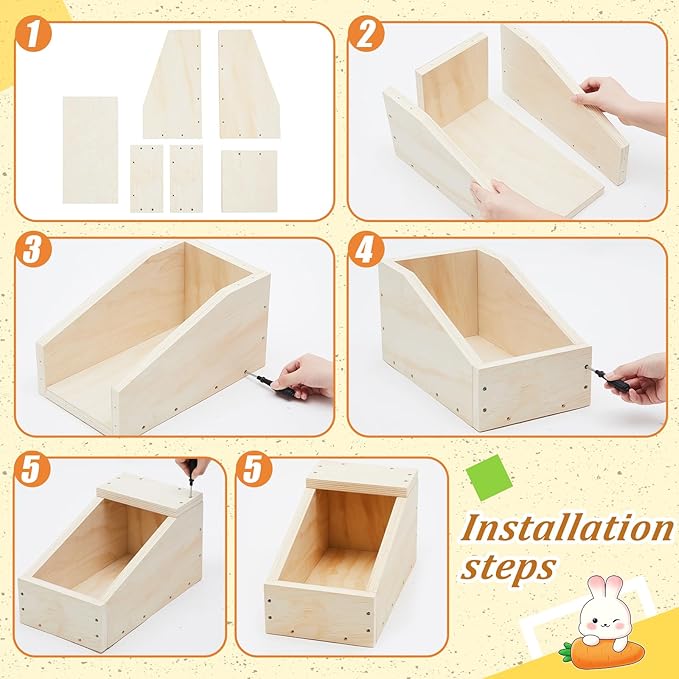 Maxcheck 1 Pack Wood Rabbit Nesting Box, 14x8x8 Inch Wooden Hutch Hideout for Breeding, Natural Burrow Den Alternative for Rabbits & Small Animals