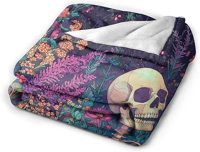 Skull Throw Blanket Skeleton Stuff Gifts for Kids Girls Boys Adults Women Man Soft Cozy Warm Plush Fluffy Fuzzy Fleece Blanket Decor 50''X60''