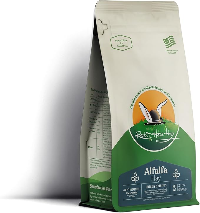 Rabbit Hole Hay - Ultra Premium Alfalfa Hay for Small Pets - 24 oz - Fresh & Nutritious