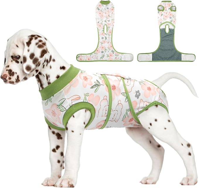 FUAMEY Dog Recovery Suit Male,Dogs Surgery Neuter Suits Puppy Spay Shirts for Female Protect Dog's Skin Anti Licking Abdominal Wounds Doggie Onesie Pet Bodysuit Alternative to Cone Rabbit Flower S