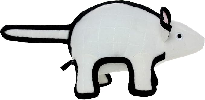 TUFFY - World's Tuffest Soft Dog Toy -Barnyard- Multiple Layers. Made Durable, Strong & Tough. Interactive Play (Tug, Toss & Fetch). Machine Washable & Floats. (White Mouse, Large 2 Pack)