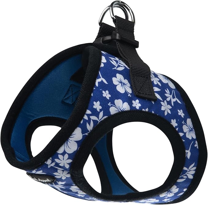 Bark Appeal Blue Hibiscus Step-in Dog Harness for Extra Small Sized Pets – Updated Sizing, Re-Measuring is Essential – Soft Vest Harness – Anti-Choke with Adjustable Strap & Heavy Duty Clip – XS