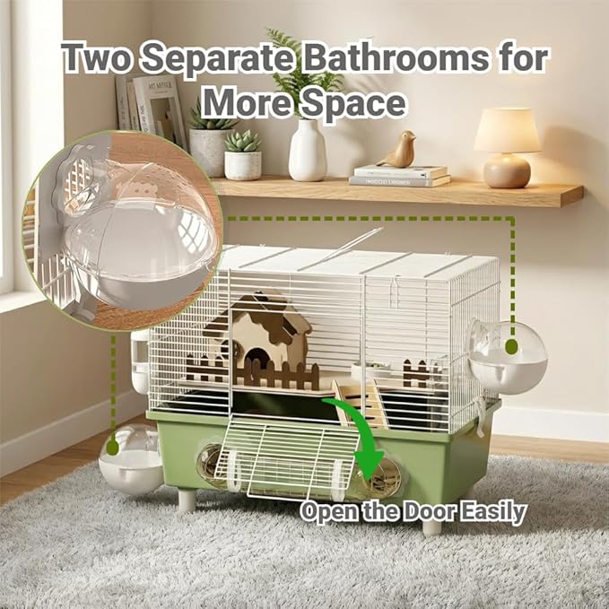 18.5 Inch Chewproof Metal Hamster Cage - All-in-One Habitat with Wheel, Hideout, Platforms for Dwarf Hamster, Mice, Rats, Guinea Pig