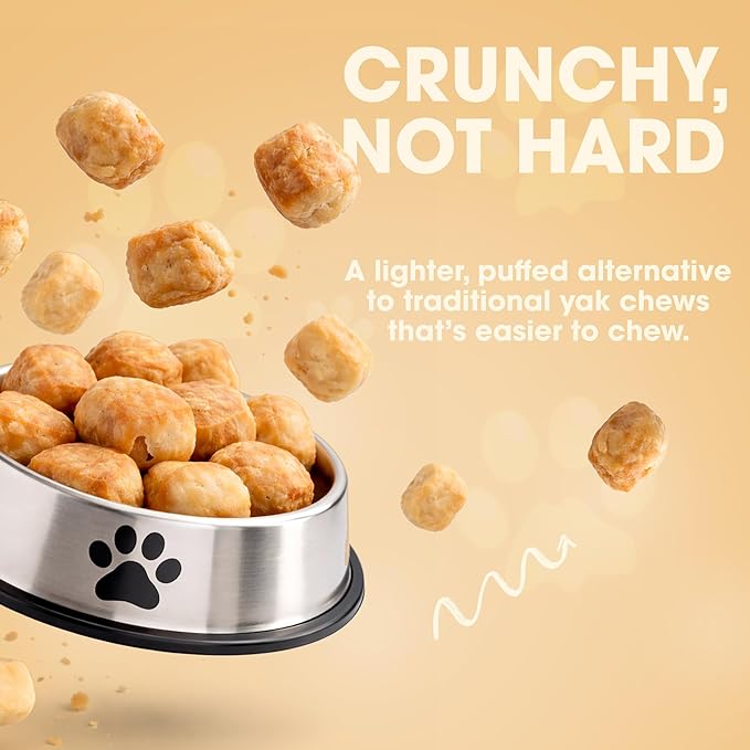 peaksNpaws Yak Cheese Puffs for Dogs, Natural Himalayan Yak Chews, Crunchy & Digestible Dog Treats, High Protein Cheese Puffs for All Breeds (8 oz)