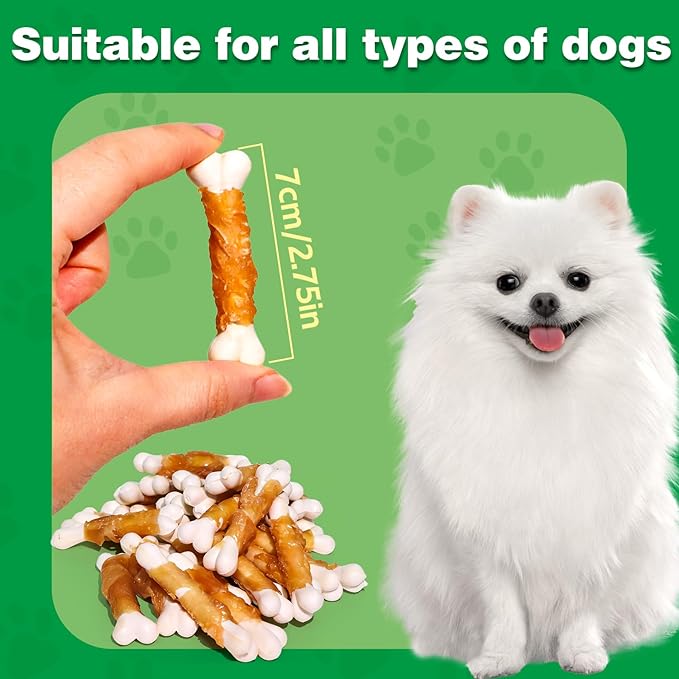 Chicken Wrapped Dog & Cat Chew Treats, Real Chicken Calcium Sticks, 10.0 oz Pet Training Snacks with Natural Ingredients (A-10.0oz)
