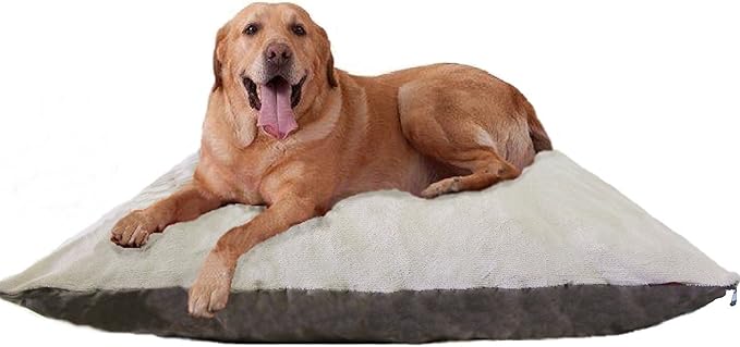55"X37" XL Beige Color Orthopedic Micro Cushion Memory Foam Pet Bed Pillow for Large Dog with 2 External Covers + Waterproof Internal Cover