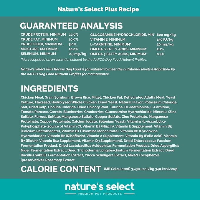 Nature's Select Plus Recipe - Chicken w/Glucosamine (30 LBs) Adult Dry Dog Food