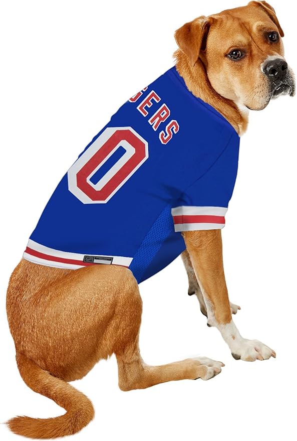 NHL New York Rangers Jersey for Dogs & Cats, Large. - Let Your Pet Be A Real NHL Fan!