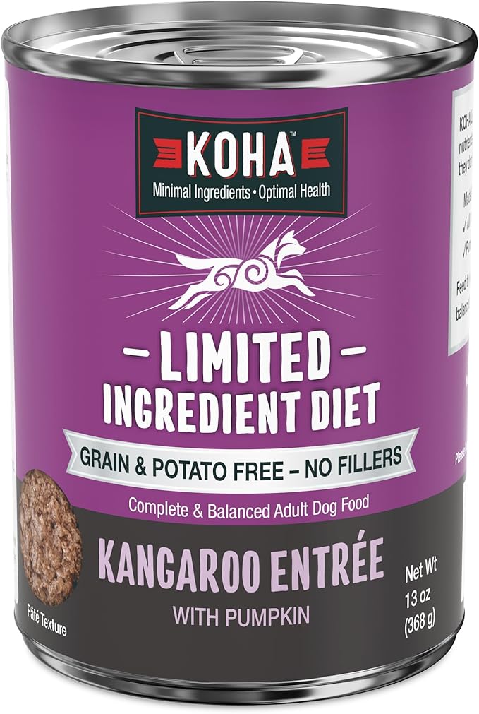 KOHA Limited Ingredient Diet Kangaroo Entrée for Dogs - Grain Free Wet Dog Food with No Fillers - Sensitive Stomach Kangaroo Dog Food - 13 oz Pack of 13