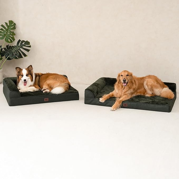 EHEYCIGA XXL Dog Bed Memory Foam, Orthopedic Giant Dog Bed Jumbo with Washable Removable Cover, Waterproof Pet Sofa Couch with Nonskid Bottom, 48x35x7.5, Dark Green