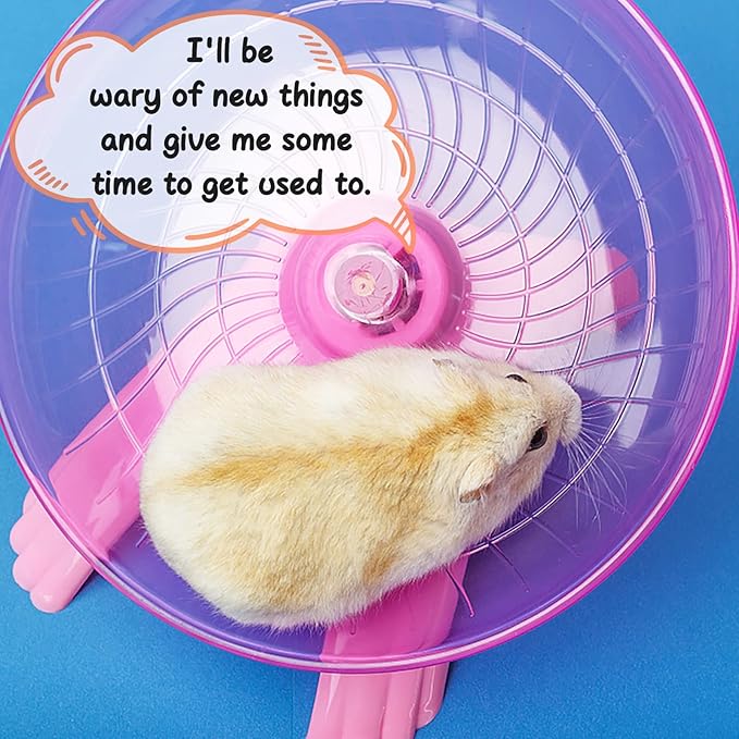 Hamster Wheel Silent Saucer Spinner/Quiet Exercise Flying Runner Dwarf Hamster/Gerbil Rat/Hermit Crab (Pink)