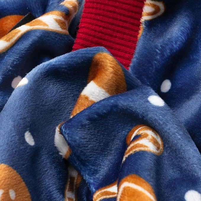 Fitwarm Gingerbread Man Dog Pajamas, Christmas Clothes for Small Dogs Boy Girl, Funny Holiday Pet Outfit, Red, Blue, Brown, Large