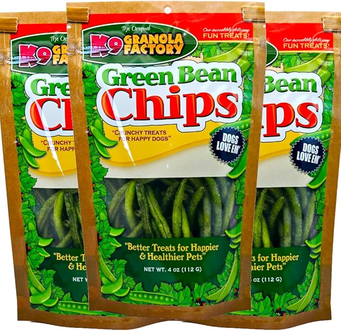 K9 Granola Factory Green Bean Chips Dog Treats 5oz (Pack of 3)