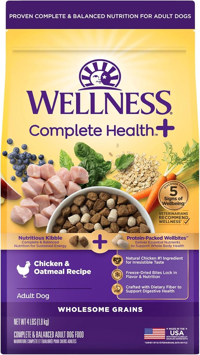 Wellness Complete Health+ Dry Dog Food Chicken & Oatmeal Recipe (4 Pound Bag)