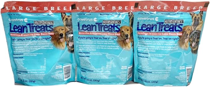 Covetrus Nutrisential Lean Treats for Large Dogs - Soft Dog Treats for Large Dogs - Nutritional Low Fat Bite Size - Chicken Flavor - 10oz - 3 Pack