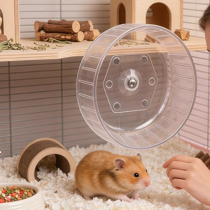 Hamster Running Wheel - Small Pet Spinner | Strong Magnet Exercise Wheel for Hamsters, Ferrets, Squirrels, Chinchillas, Hedgehogs, Hermit Crabs, Bearded Pets, Indoor Activity & Fitness Toy