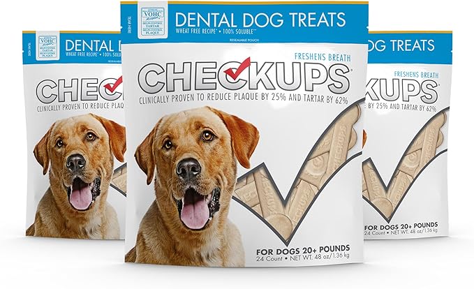 Dental Dog Treats for Oral Care, Fresh Breath & Plaque Control - 24 Treats, 48 oz. (3 Pack) - Delicious Chews for Happy and Healthy Dogs